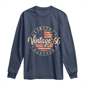 Vintage 1966 Stamp Long Sleeve Shirt Funny 60th Birthday USA Flag 60 Year Old Bday TS10 Navy Print Your Wear