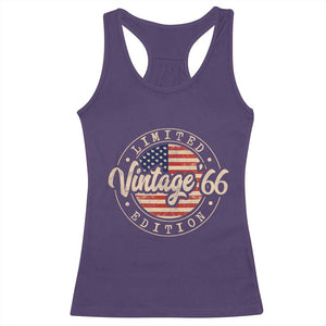 Vintage 1966 Stamp Racerback Tank Top Funny 60th Birthday USA Flag 60 Year Old Bday TS10 Purple Print Your Wear
