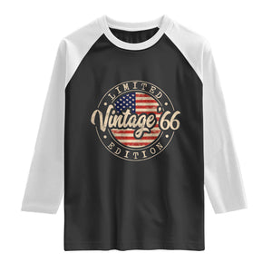 Vintage 1966 Stamp Raglan Shirt Funny 60th Birthday USA Flag 60 Year Old Bday TS10 Black White Print Your Wear