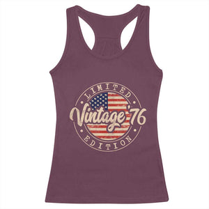 Vintage 1976 Stamp Racerback Tank Top Funny 50th Birthday USA Flag 50 Year Old Bday TS10 Maroon Print Your Wear