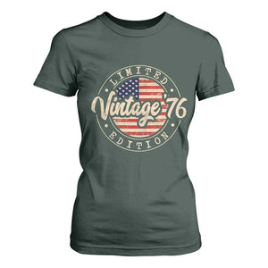 Vintage 1976 Stamp T Shirt For Women Funny 50th Birthday USA Flag 50 Year Old Bday TS10 Dark Forest Green Print Your Wear
