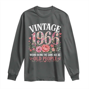 60th Birthday Gifts For Her Long Sleeve Shirt Floral 1966 Weird Being The Same Age As Old People TS10 Dark Heather Print Your Wear