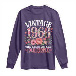 60th Birthday Gifts For Her Long Sleeve Shirt Floral 1966 Weird Being The Same Age As Old People TS10 Purple Print Your Wear
