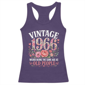 60th Birthday Gifts For Her Racerback Tank Top Floral 1966 Weird Being The Same Age As Old People TS10 Purple Print Your Wear