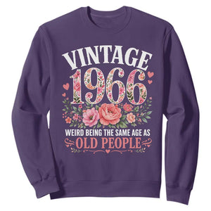 60th Birthday Gifts For Her Sweatshirt Floral 1966 Weird Being The Same Age As Old People TS10 Purple Print Your Wear