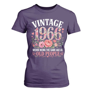 60th Birthday Gifts For Her T Shirt For Women Floral 1966 Weird Being The Same Age As Old People TS10 Purple Print Your Wear