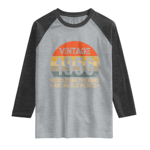 70th Birthday Raglan Shirt Retro 1956 Weird Being The Same Age As Old People TS10 Heather Gray Heather Charcoal Print Your Wear