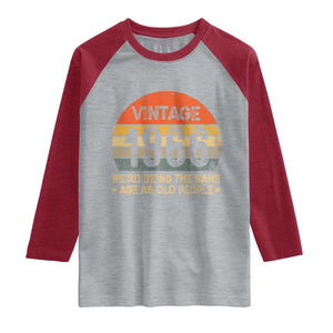 60th Birthday Raglan Shirt Retro 1966 Weird Being The Same Age As Old People TS10 Heather Gray Heather Red Print Your Wear