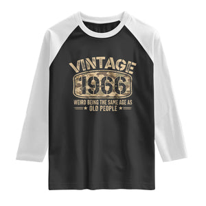 60th Birthday Gift For Men Raglan Shirt Retro Camo 1966 Weird Being The Same Age As Old People TS10 Black White Print Your Wear