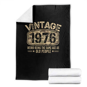 50th Birthday Gift For Men Throw Blanket Retro Camo 1976 Weird Being The Same Age As Old People TS10 Black Print Your Wear