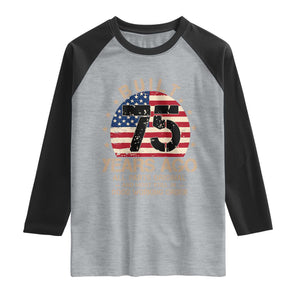 Funny 75th Birthday Raglan Shirt Vintage US Flag Built 75 Years Ago Parts Original TS10 Heather Gray Black Print Your Wear