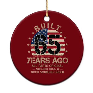 Funny 65th Birthday Ceramic Ornament Vintage US Flag Built 65 Years Ago Parts Original TS10 1pc Red Print Your Wear