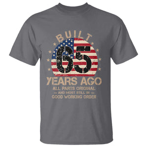 Funny 65th Birthday T Shirt Vintage US Flag Built 65 Years Ago Parts Original TS10 Charcoal Print Your Wear