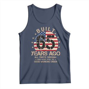 Funny 65th Birthday Tank Top Vintage US Flag Built 65 Years Ago Parts Original TS10 Navy Print Your Wear