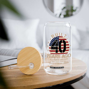 Funny 40th Birthday Glass Can Vintage US Flag Built 40 Years Ago Parts Original TS10 Print Your Wear