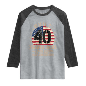 Funny 40th Birthday Raglan Shirt Vintage US Flag Built 40 Years Ago Parts Original TS10 Heather Gray Heather Charcoal Print Your Wear