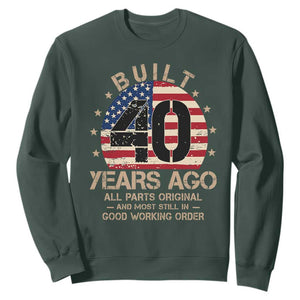 Funny 40th Birthday Sweatshirt Vintage US Flag Built 40 Years Ago Parts Original TS10 Dark Forest Green Print Your Wear
