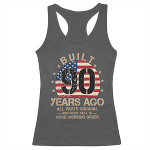 Funny 90th Birthday Racerback Tank Top Vintage US Flag Built 90 Years Ago Parts Original TS10 Dark Heather Print Your Wear