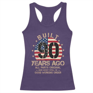 Funny 90th Birthday Racerback Tank Top Vintage US Flag Built 90 Years Ago Parts Original TS10 Purple Print Your Wear