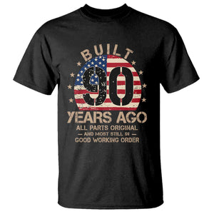 Funny 90th Birthday T Shirt Vintage US Flag Built 90 Years Ago Parts Original TS10 Black Print Your Wear
