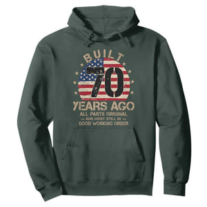 Funny 70th Birthday Hoodie Vintage US Flag Built 70 Years Ago Parts Original TS10 Dark Forest Green Print Your Wear