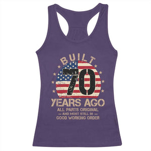 Funny 70th Birthday Racerback Tank Top Vintage US Flag Built 70 Years Ago Parts Original TS10 Purple Print Your Wear