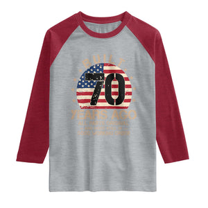 Funny 70th Birthday Raglan Shirt Vintage US Flag Built 70 Years Ago Parts Original TS10 Heather Gray Heather Red Print Your Wear
