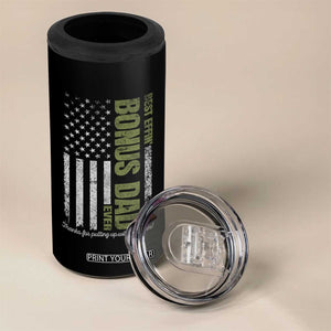 Best Effin Bonus Dad Ever 4 in 1 Can Cooler Tumbler Vintage Step Dad American Flag TS10 Print Your Wear