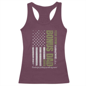 Best Effin Bonus Dad Ever Racerback Tank Top Vintage Step Dad American Flag TS10 Maroon Print Your Wear