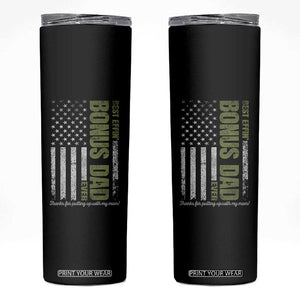 Best Effin Bonus Dad Ever Skinny Tumbler Vintage Step Dad American Flag TS10 Black Print Your Wear