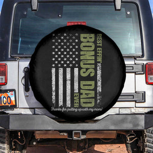 Best Effin Bonus Dad Ever Spare Tire Cover Vintage Step Dad American Flag TS10 No hole Black Print Your Wear