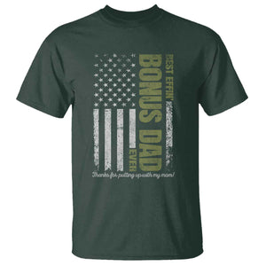 Best Effin Bonus Dad Ever T Shirt Vintage Step Dad American Flag TS10 Dark Forest Green Print Your Wear
