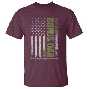 Best Effin Bonus Dad Ever T Shirt Vintage Step Dad American Flag TS10 Maroon Print Your Wear