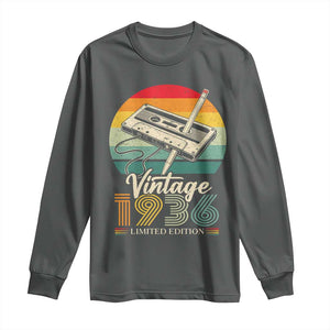 Vintage 1936 Long Sleeve Shirt 90th Birthday Turning 90 Year Old Gifts TS10 Dark Heather Print Your Wear
