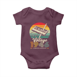 Vintage 1946 Baby Onesie 80th Birthday Turning 80 Year Old Gifts TS10 Maroon Print Your Wear