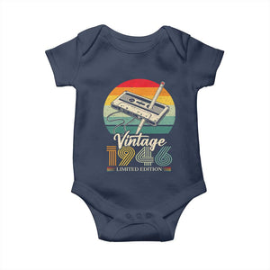 Vintage 1946 Baby Onesie 80th Birthday Turning 80 Year Old Gifts TS10 Navy Print Your Wear