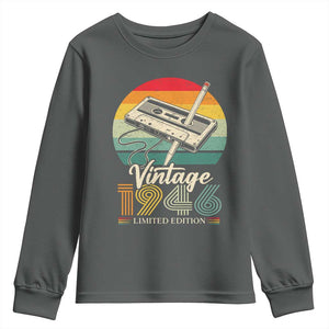 Vintage 1946 Youth Sweatshirt 80th Birthday Turning 80 Year Old Gifts TS10 Dark Heather Print Your Wear