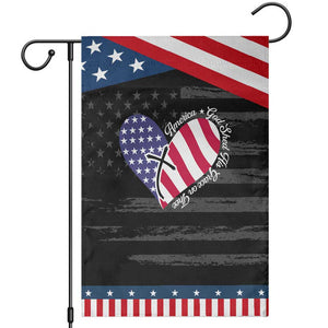 America God Shed His Grace on Thee 4th of July Garden Flag Patriotic American Flag Cross TS10 Distressed Black Blue Print Your Wear