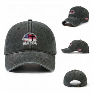 God Shed His Grace On Thee Washed Cotton Baseball Cap Vintage Patriotic Christian USA Flag Cross TS10 Washed Cap Universal Fit Dark Green Print Your Wear
