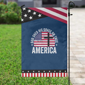 God Shed His Grace On Thee Garden Flag Vintage Patriotic Christian USA Flag Cross TS10 Classic Blue Black Print Your Wear