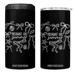 Pregnant Girl Summer 4 in 1 Can Cooler Tumbler Beach Pregnancy Announcement Summer Baby Shower TS10 One Size: 16 oz Black Print Your Wear