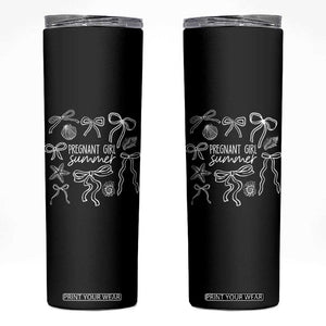 Pregnant Girl Summer Skinny Tumbler Beach Pregnancy Announcement Summer Baby Shower TS10 Black Print Your Wear