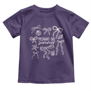 Pregnant Girl Summer Toddler T Shirt Beach Pregnancy Announcement Summer Baby Shower TS10 Purple Print Your Wear