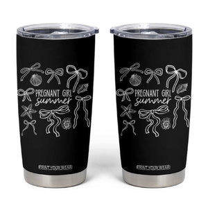 Pregnant Girl Summer Tumbler Cup Beach Pregnancy Announcement Summer Baby Shower TS10 Black Print Your Wear