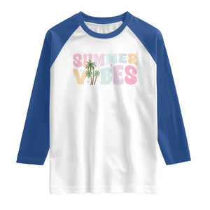 Summer Vibes Raglan Shirt Beach Life Gift Distressed Beach Mom TS10 White Royal Print Your Wear
