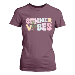 Summer Vibes T Shirt For Women Beach Life Gift Distressed Beach Mom TS10 Maroon Print Your Wear