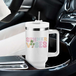 Summer Vibes Tumbler With Handle Beach Life Gift Distressed Beach Mom TS10 Print Your Wear
