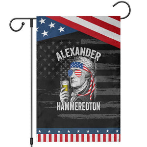 Funny Hamilton Drinking Garden Flag Alexander Hammeredton 4th of July Beer Merica Flag TS10 Distressed Black Blue Print Your Wear