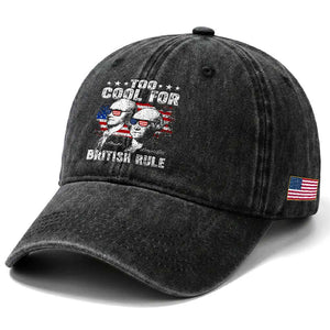 Too Cool For British Rule Washed Cotton Baseball Cap USA American Flag 4th of July TS10 Print Your Wear