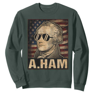 Alexander Hamilton Sweatshirt Vintage American Flag TS10 Dark Forest Green Print Your Wear